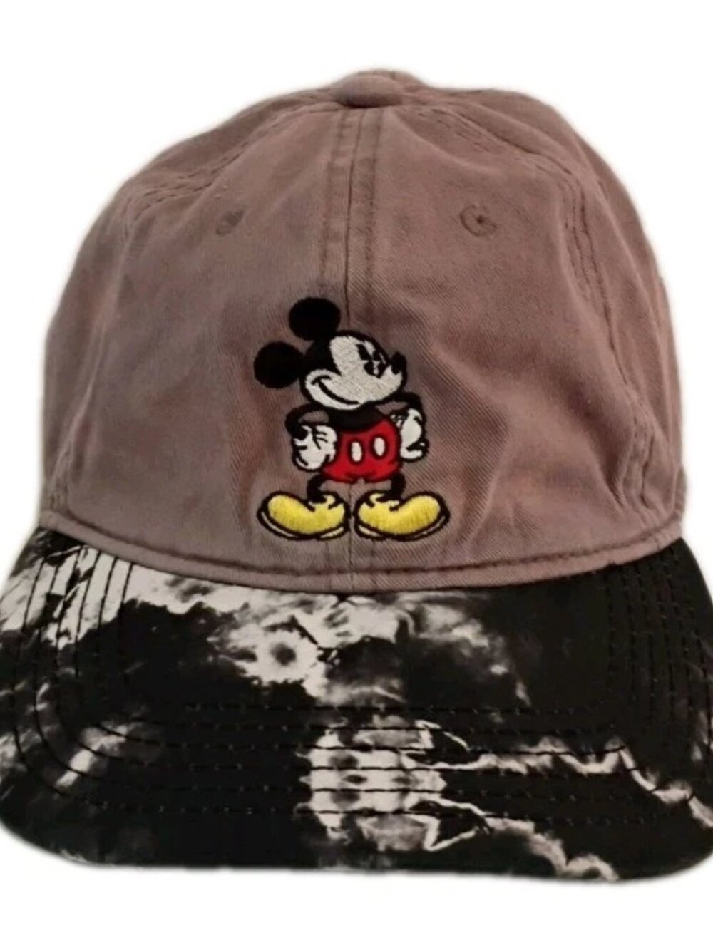 Disney Mickey Mouse 90 Years True Original Hat Grey Tie Dye Brim Adjustable Cap